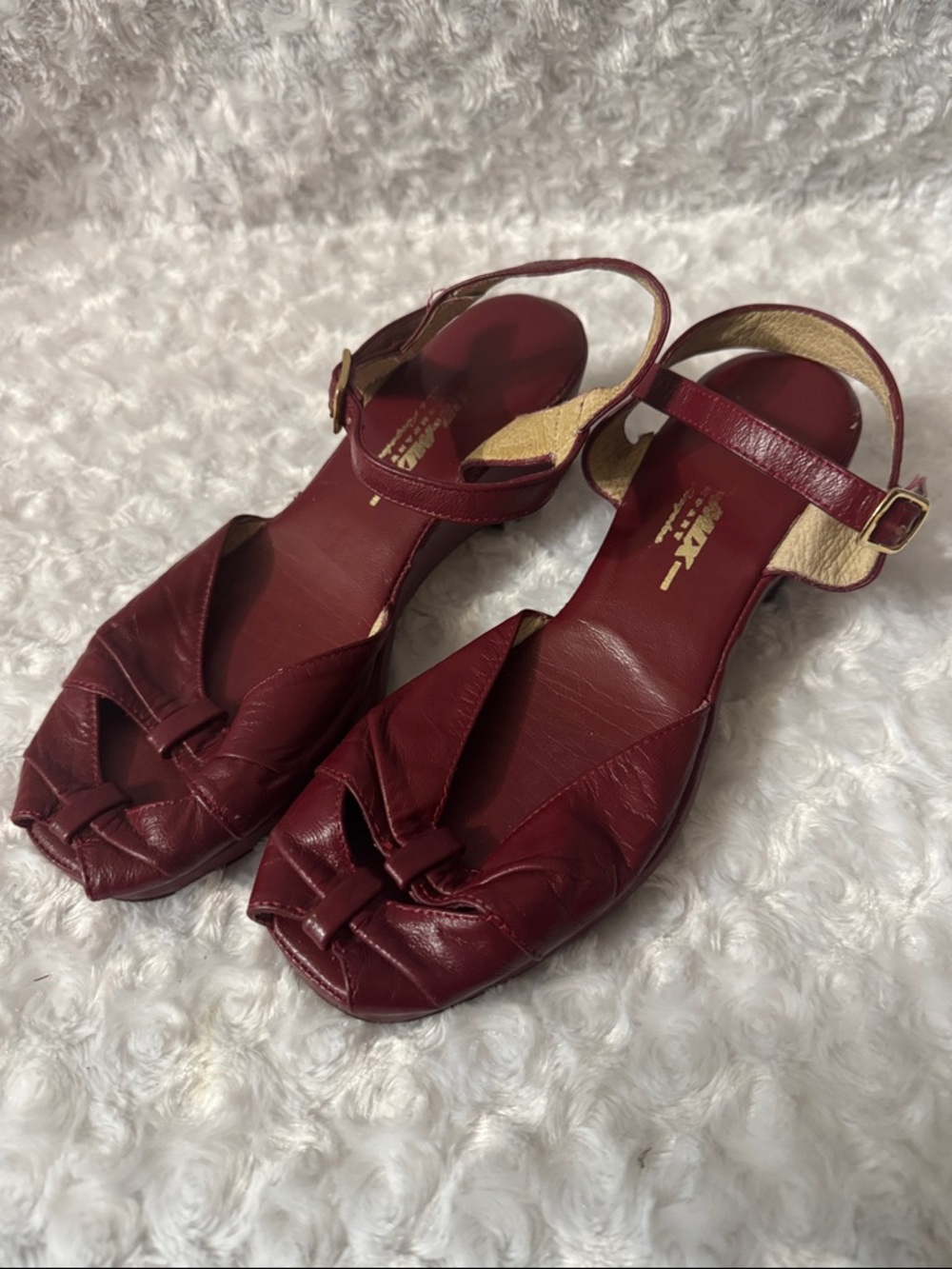 Vintage Burgundy Leather Slingbacks